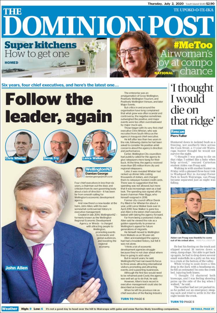 Portada de The Dominion Post (Nueva Zelanda)