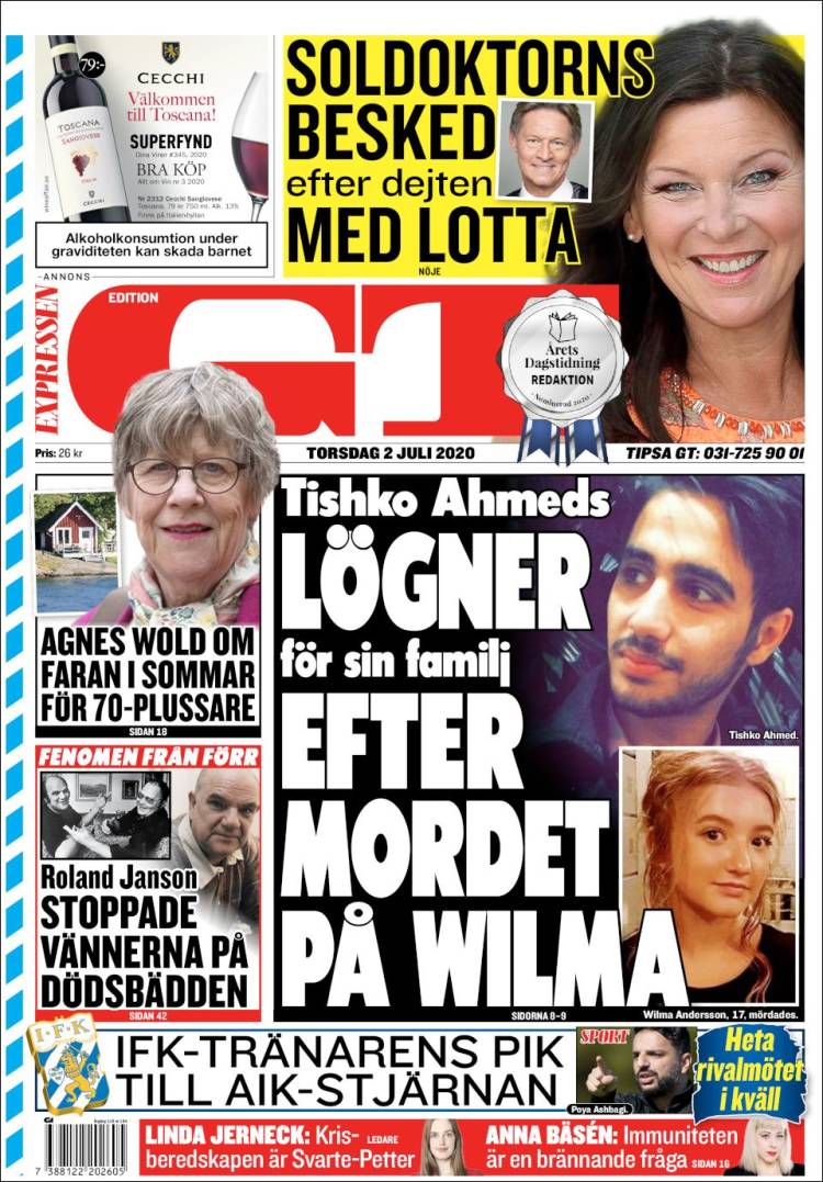 Portada de Göteborgstidningen (Suecia)
