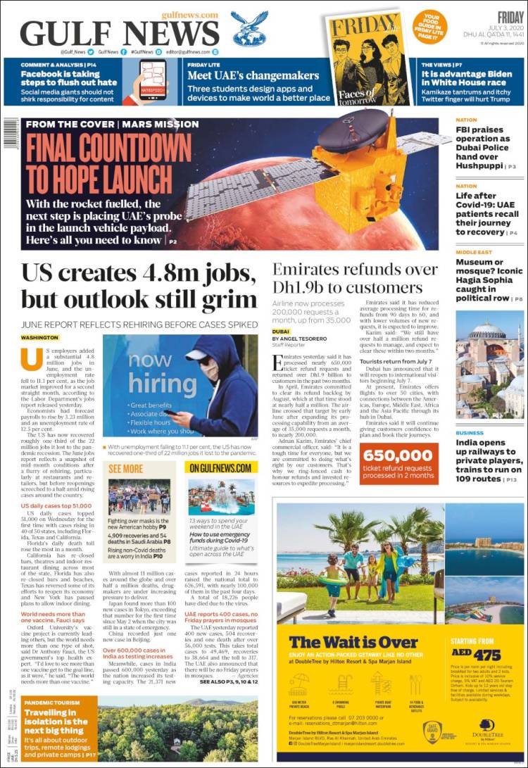 Portada de Gulf News (Asia-Pacífico)