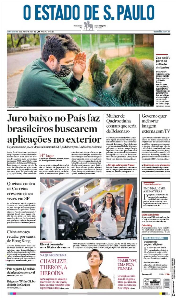 Portada de O Estado de São Paulo (Brasil)