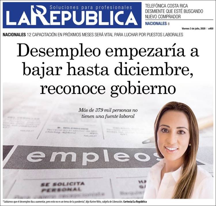 Portada de La República (Costa Rica)