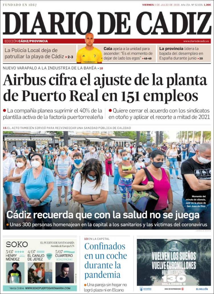 Portada de Diario de Cádiz (Spain)