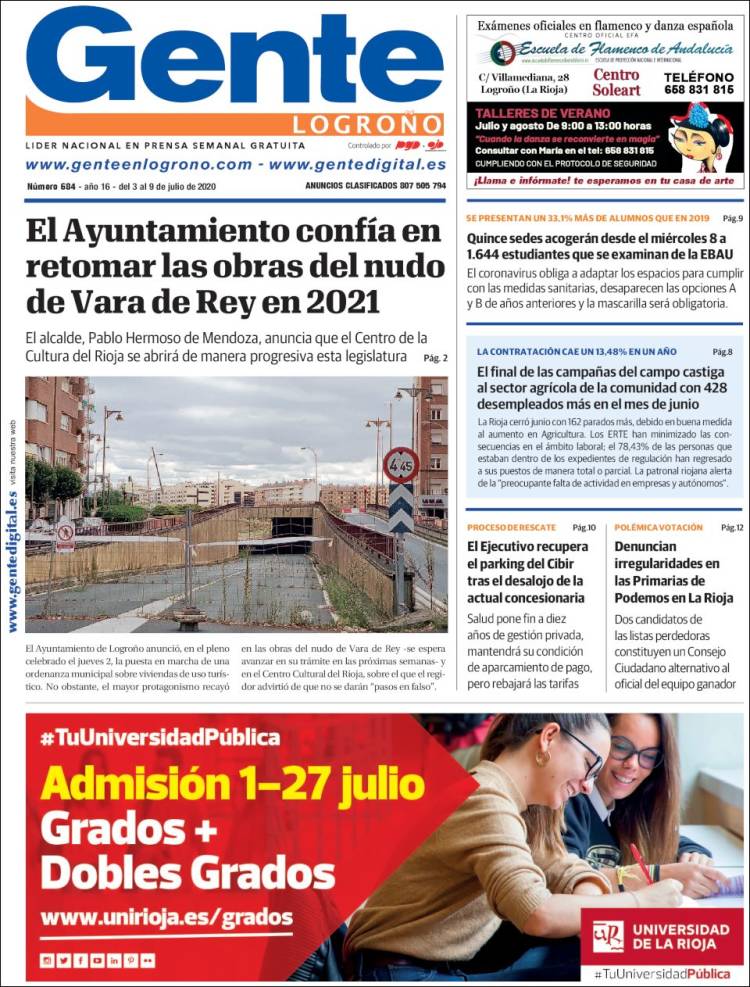 Portada de Gente en Logroño (España)