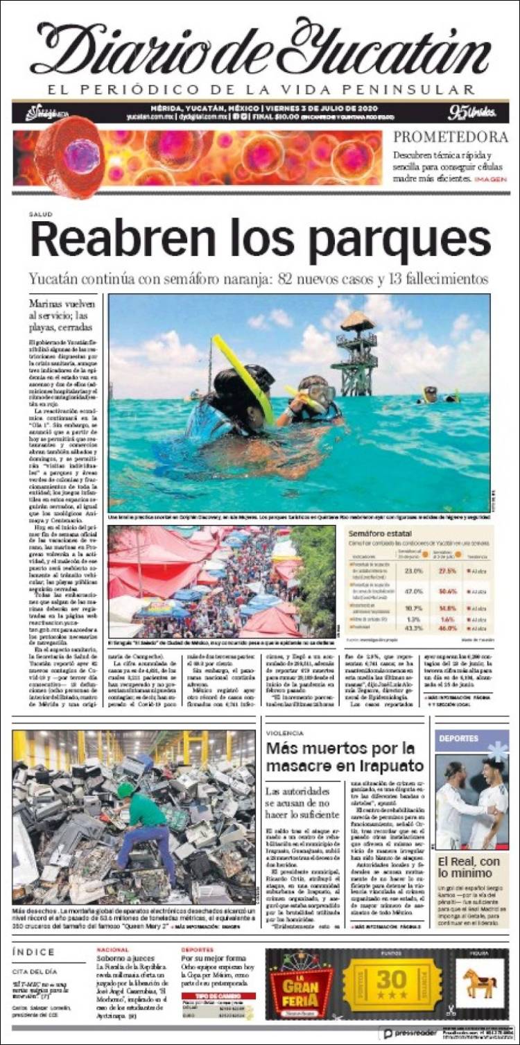 Portada de Diario de Yucatán (México)