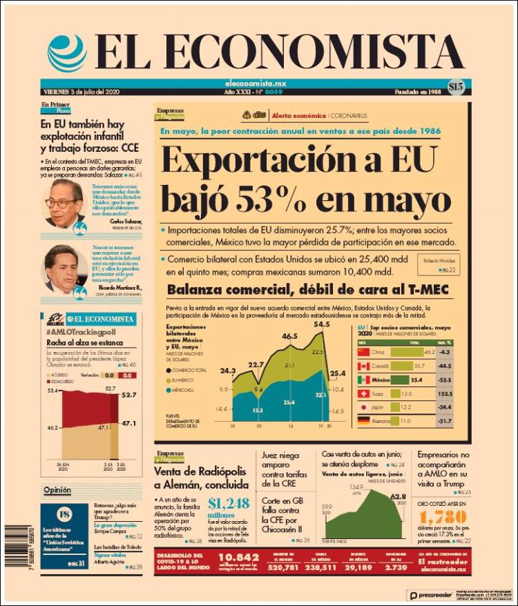 Portada de El Economista (México)