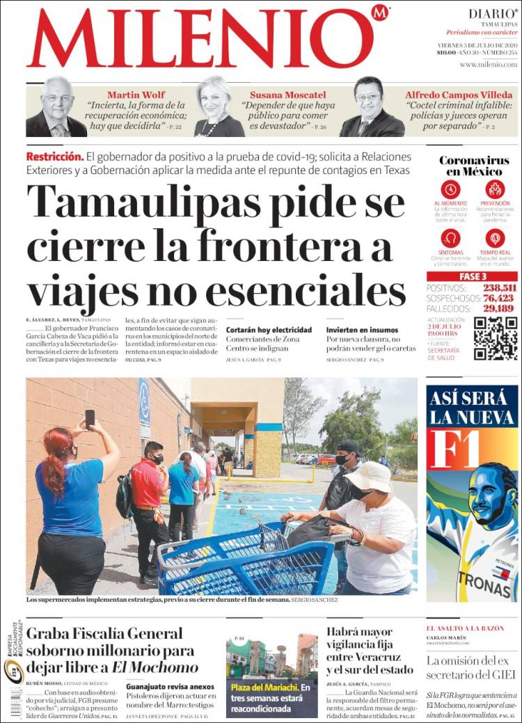 Portada de Milenio - Tamaulipas (México)