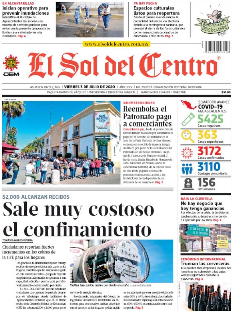 Portada de El Sol del Centro (México)