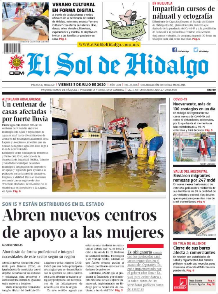 Portada de El Sol de Hidalgo (México)