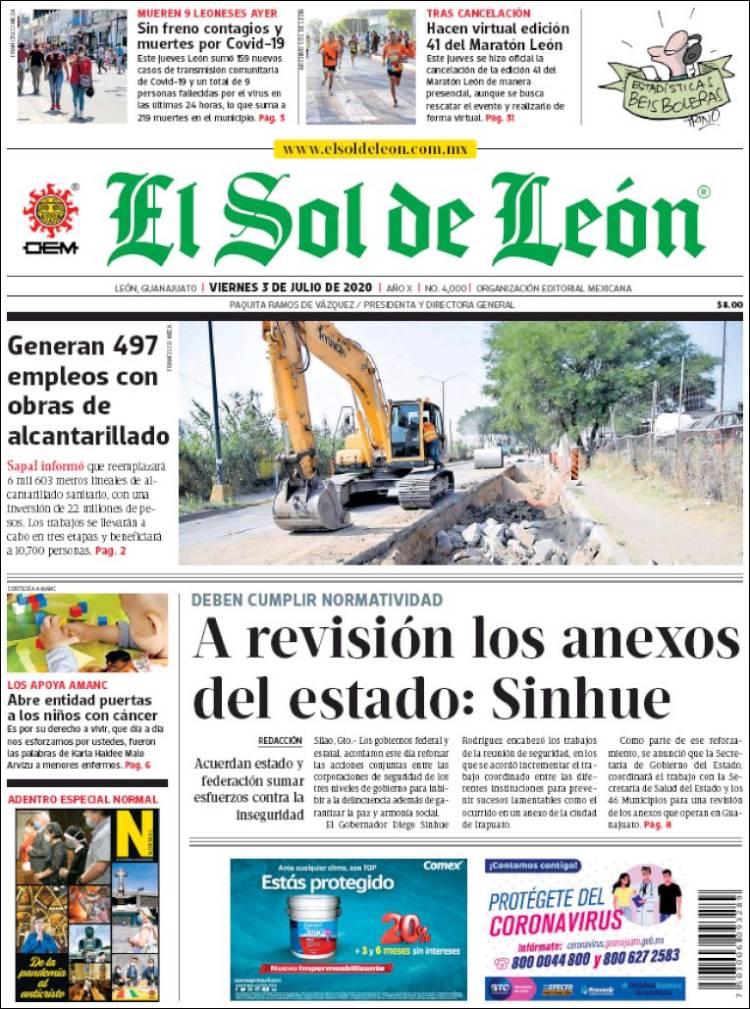 Portada de El Sol de León (México)