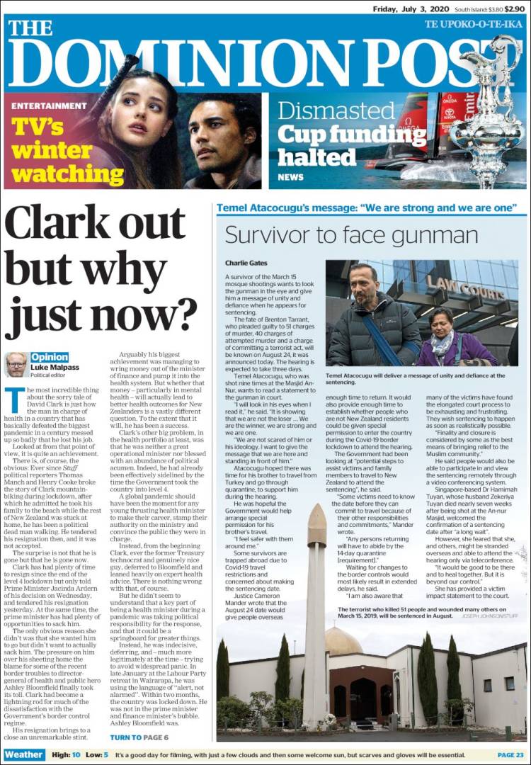 Portada de The Dominion Post (Nueva Zelanda)