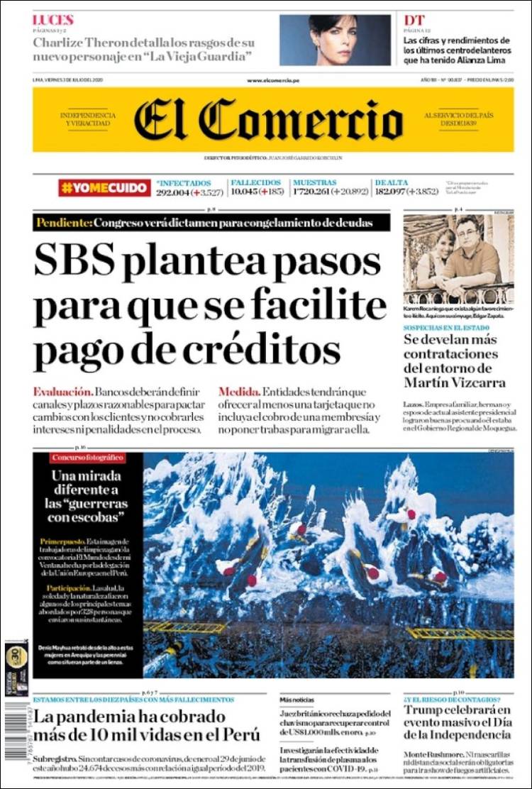 Portada de El Comercio (Per&uacute;)