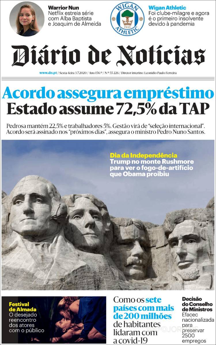 Portada de Diário de Noticias (Portugal)