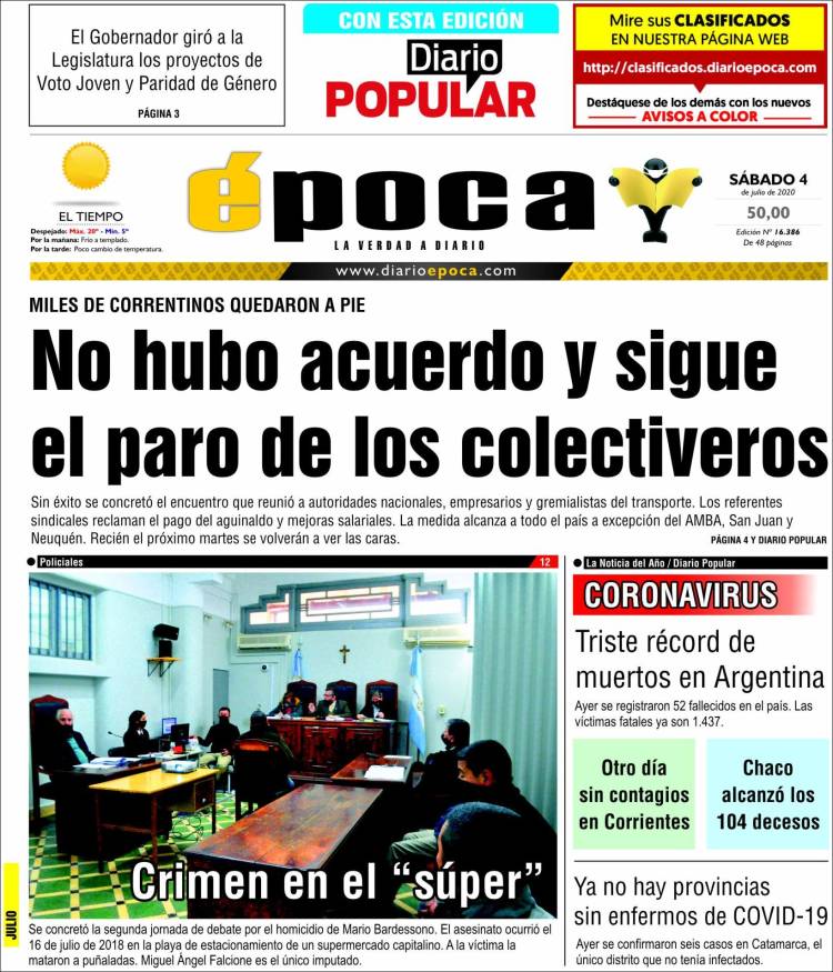 Portada de Diario Época (Argentina)