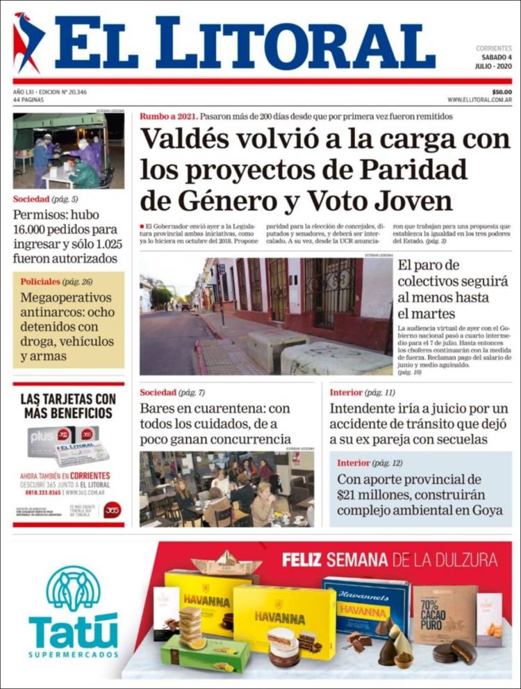 Portada de El Litoral Corrientes (Argentina)