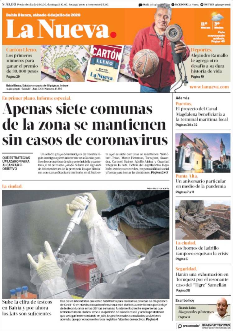 Portada de La Nueva Provincia (Argentina)