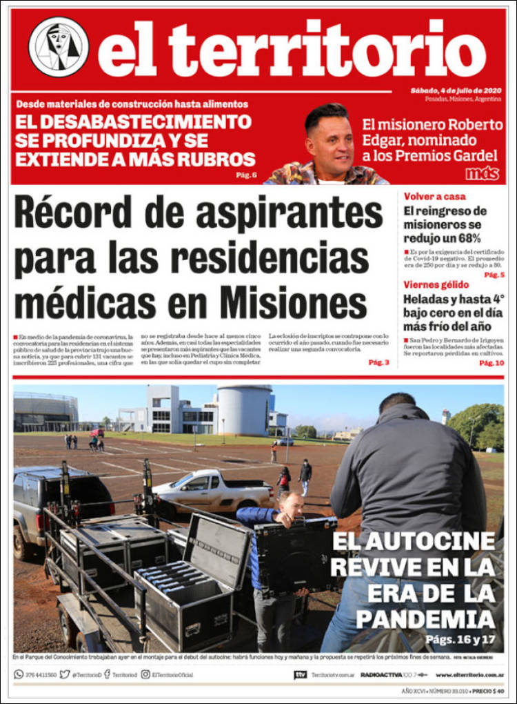 Portada de El Territorio (Argentina)