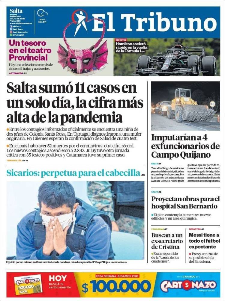 Portada de El Tribuno - Salta (Argentina)