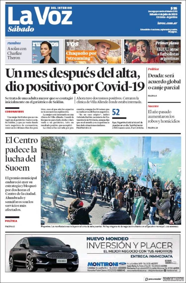 Portada de La Voz del Interior (Argentina)