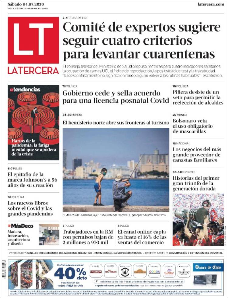 Portada de La Tercera (Chile)