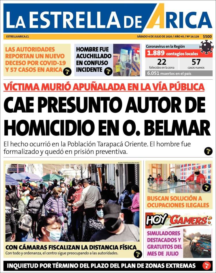 Portada de La Estrella de Arica (Chile)