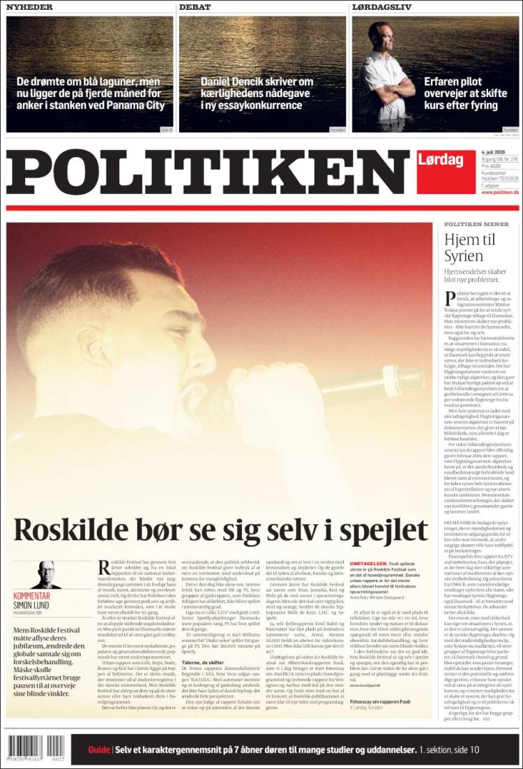 Portada de Politiken (Dinamarca)