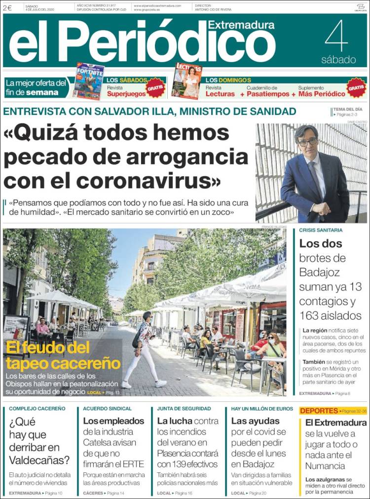 Portada de El Periódico de Extremadura (Espa&ntilde;a)