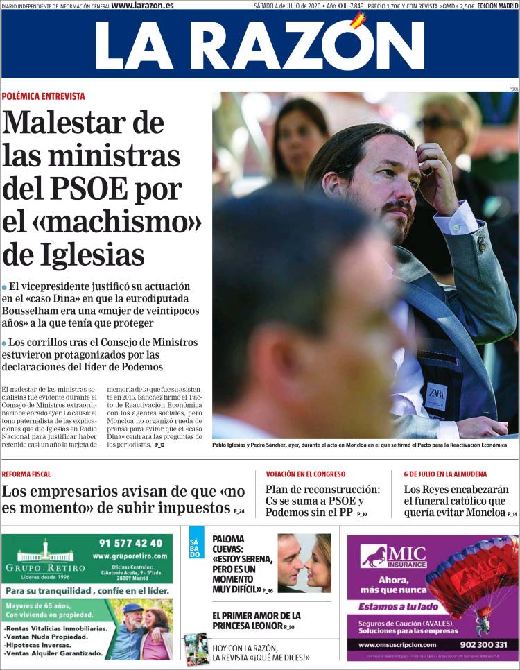 Portada de La Razón (Espa&ntilde;a)