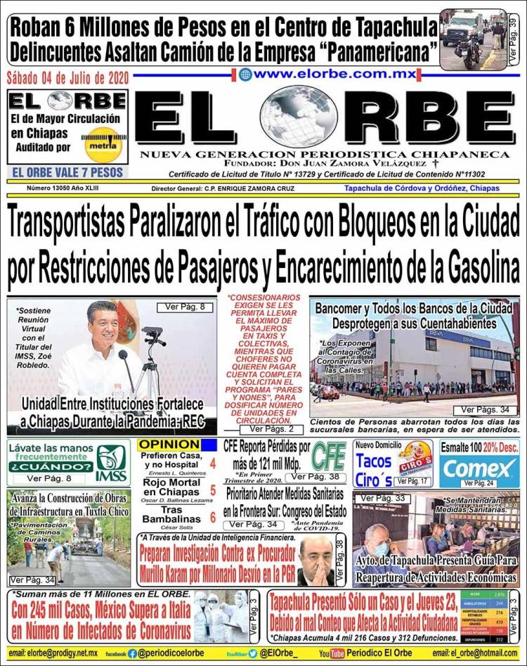 Portada de El Orbe (Mexico)