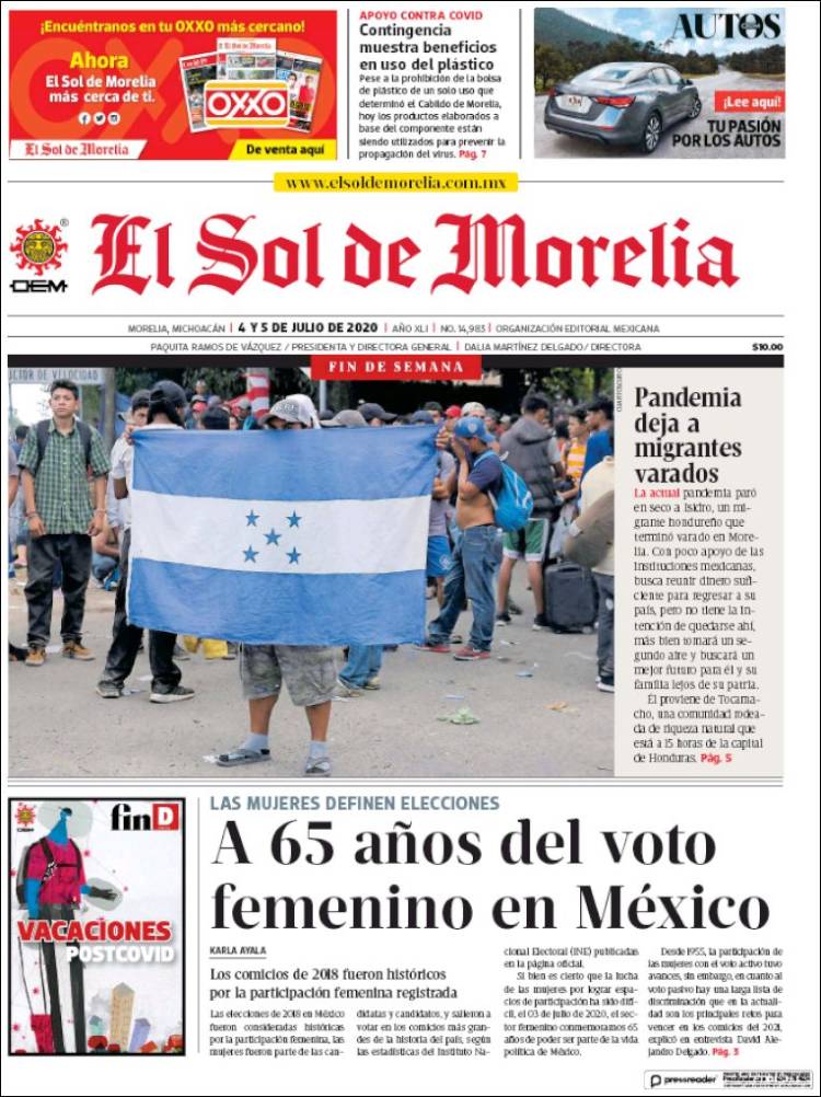 Portada de El Sol de Morelia (Mexico)