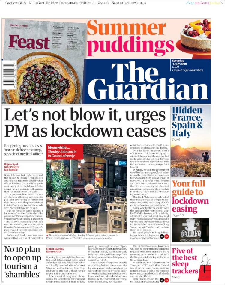 Portada de The Guardian (Reino Unido)
