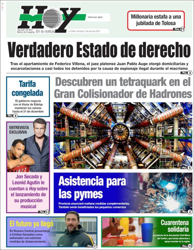 Portada de Diario Hoy (Argentina)