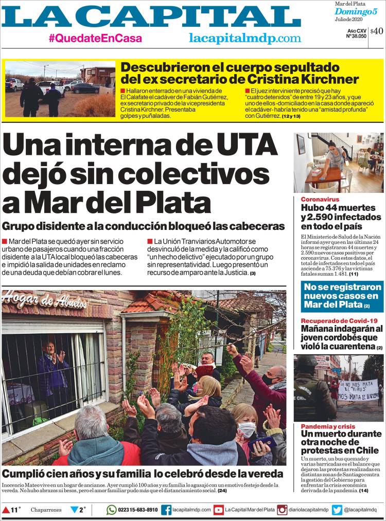 Portada de Diario La Capital - Mar del Plata (Argentina)