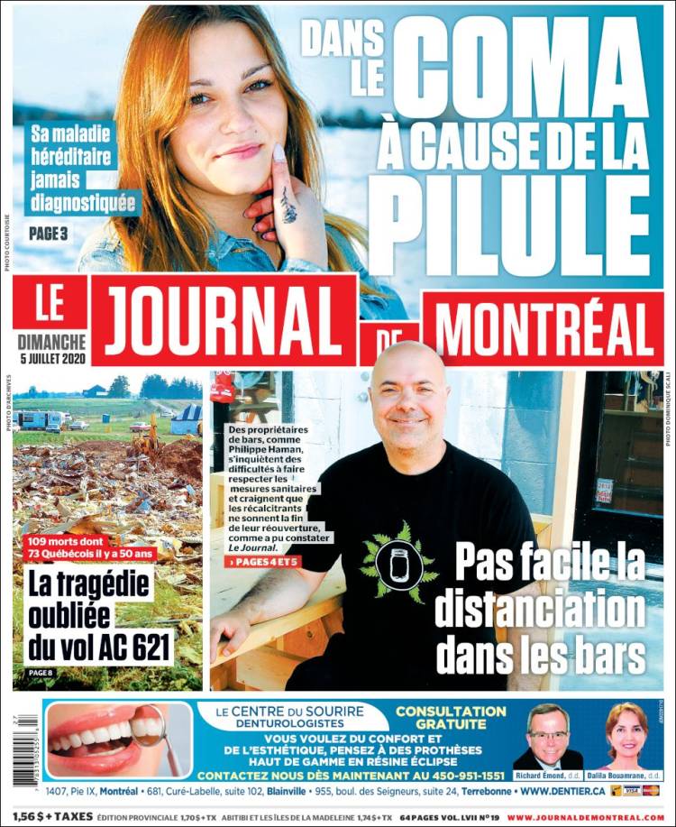 Portada de Le Journal de Montréal (Canada)