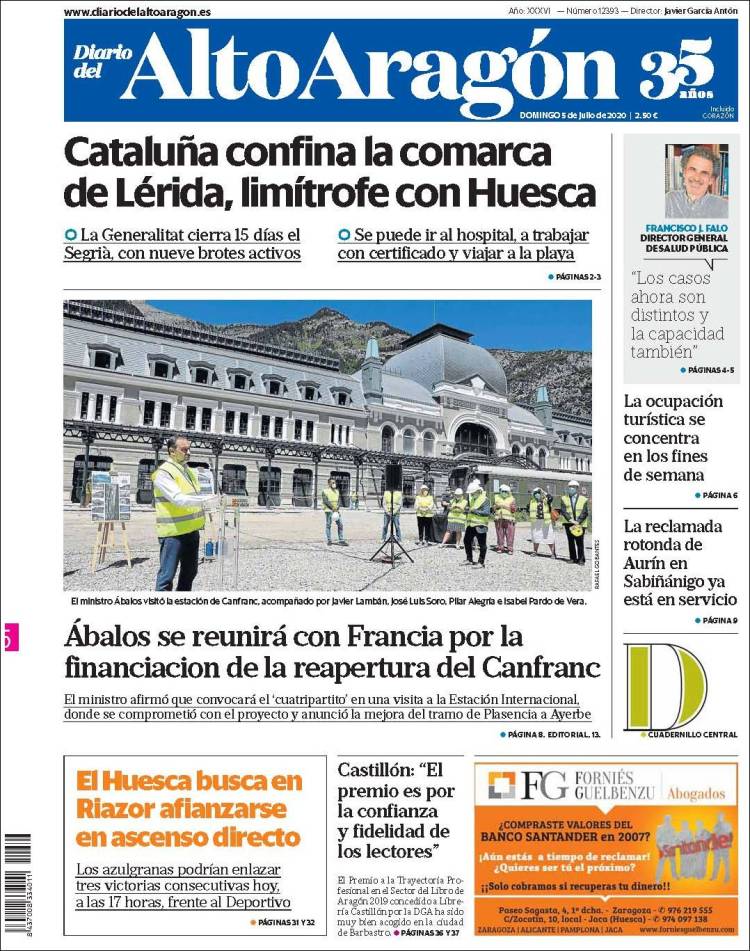 Portada de Diario del AltoAragón (Spain)