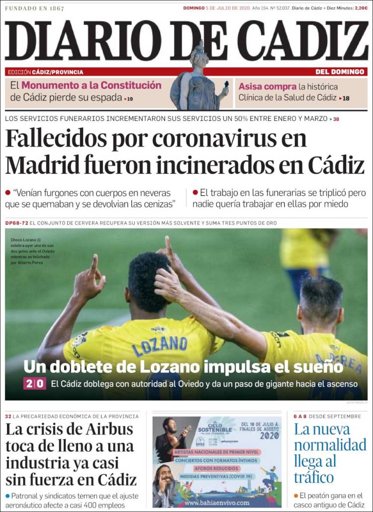 Portada de Diario de Cádiz (Spain)