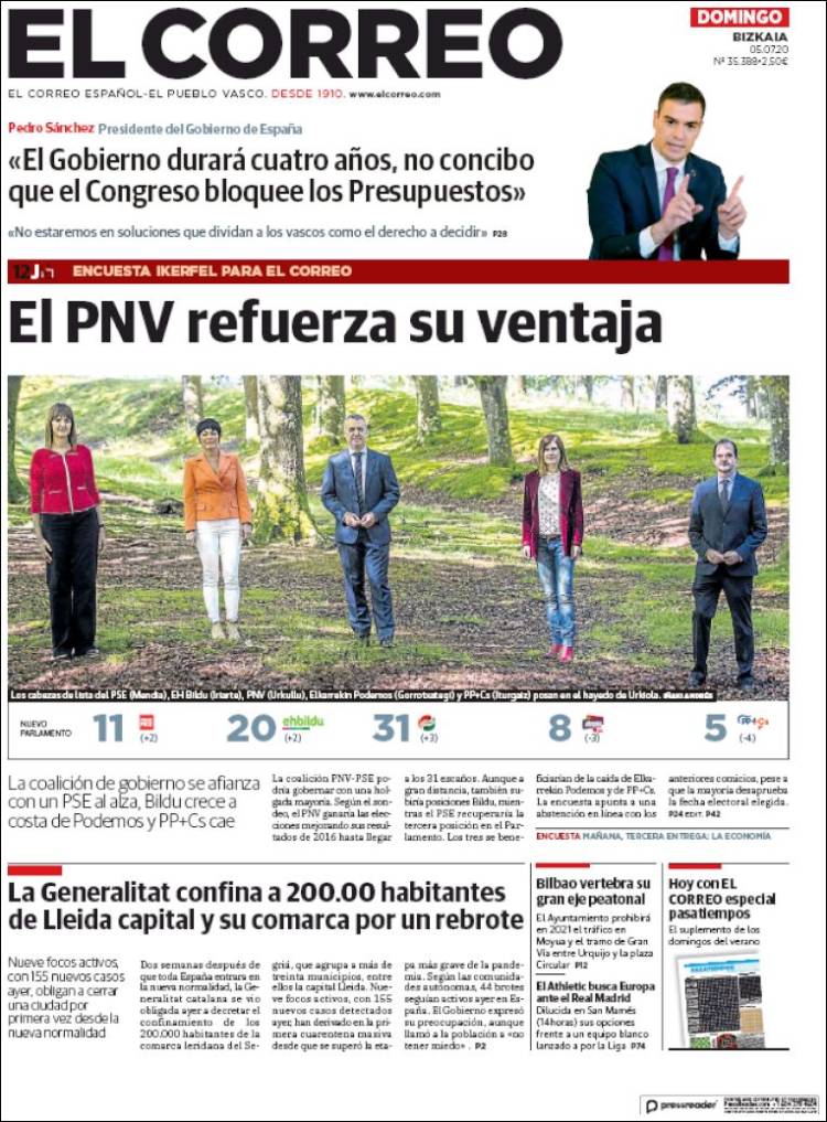 Portada de El Correo (Spain)