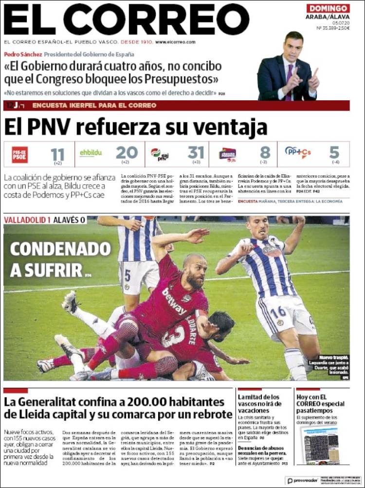 Portada de El Correo - Álava (Spain)