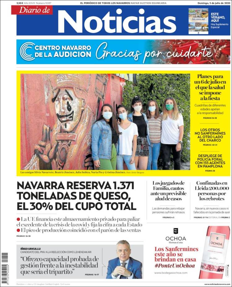 Portada de Noticias de Navarra (Spain)