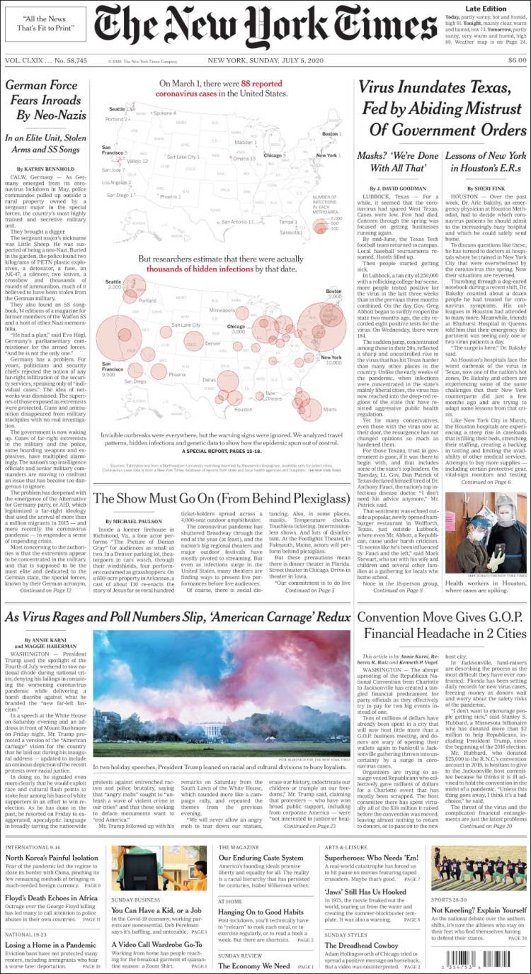 Portada de New York Times (USA)