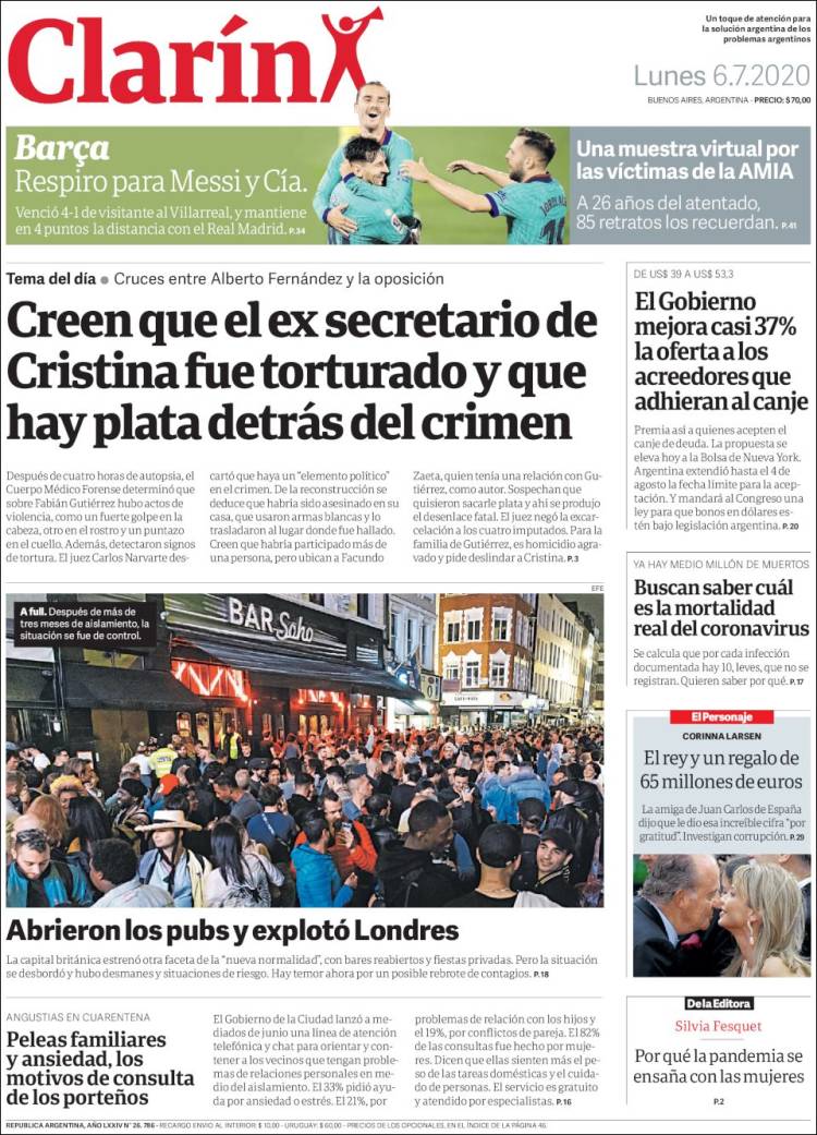 Portada de Clarín (Argentina)