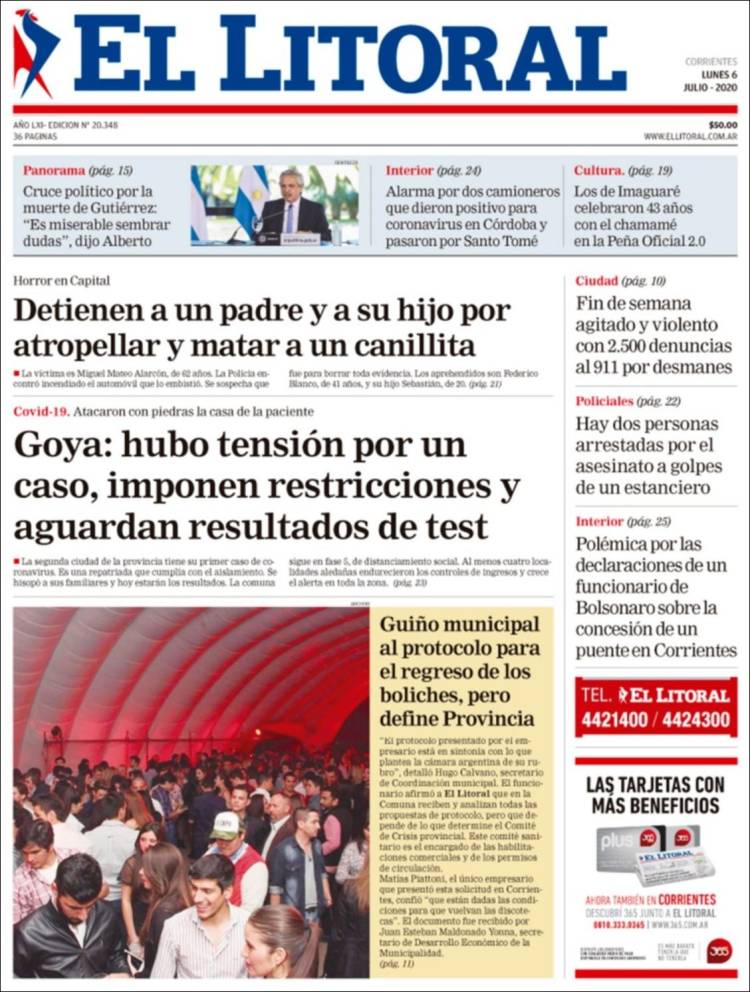 Portada de El Litoral Corrientes (Argentina)