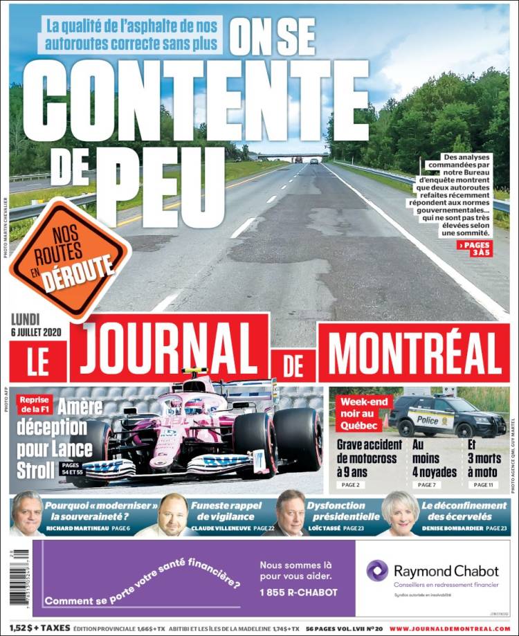 Portada de Le Journal de Montréal (Canadá)