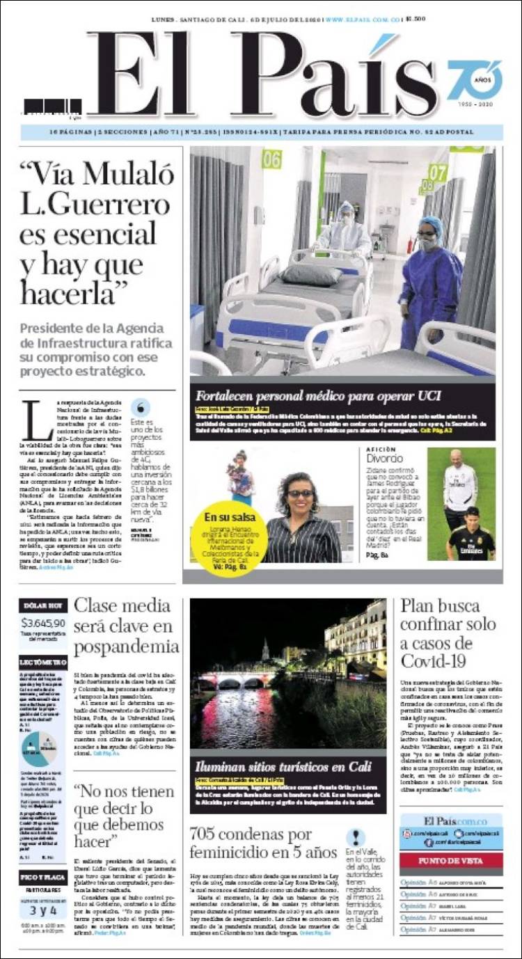 Portada de El País - Cali (Colombia)