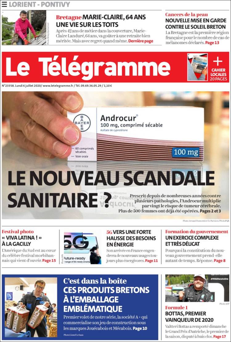 Portada de Télégramme (Francia)