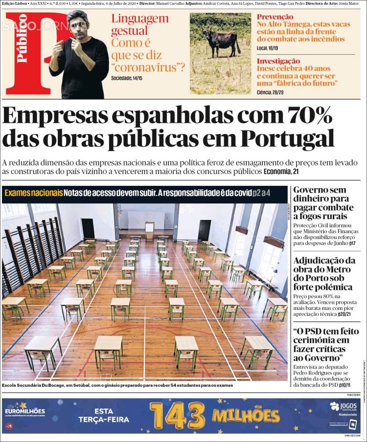 Portada de Público (Portugal)