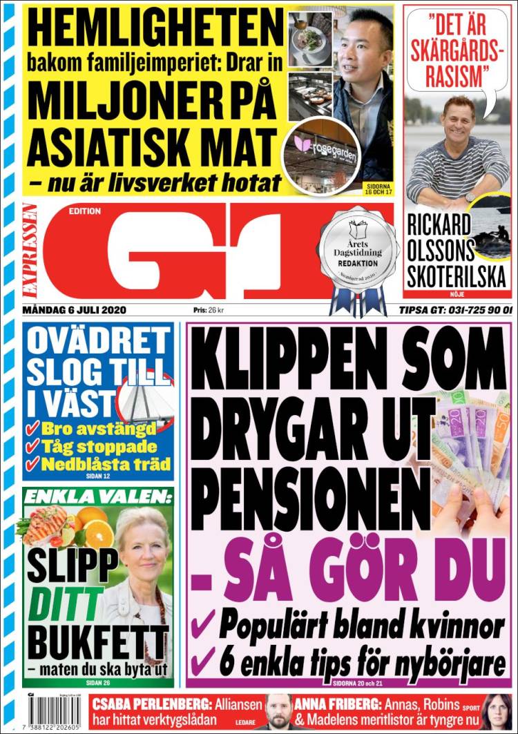 Portada de Göteborgstidningen (Suecia)