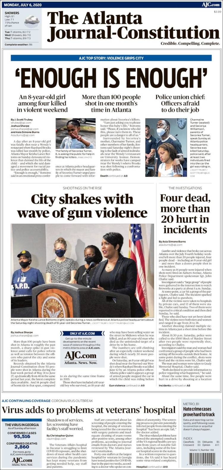 Portada de The Atlanta Journal-Constitution (USA)