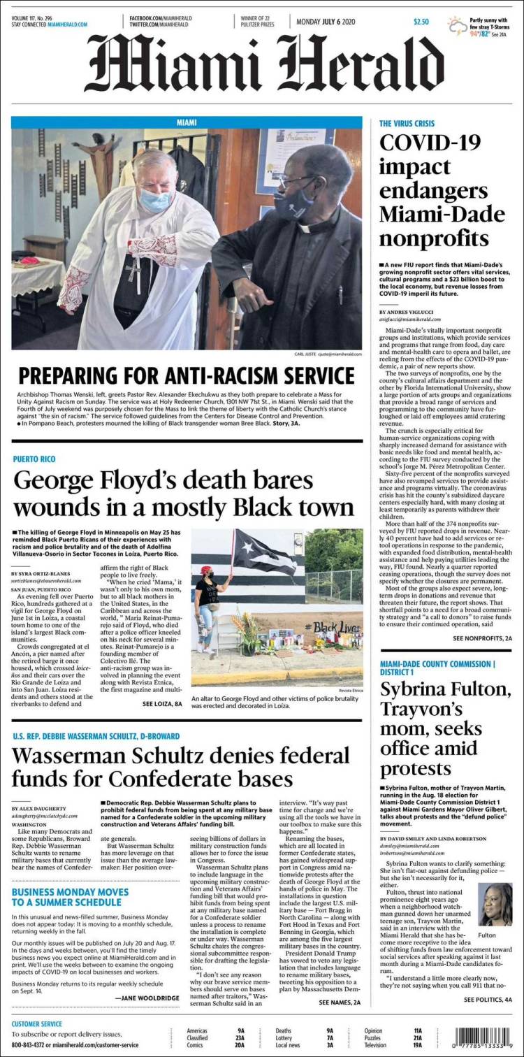 Portada de Miami Herald (USA)