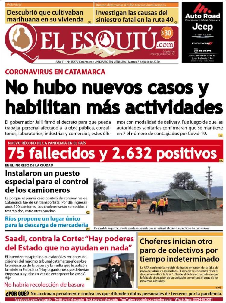Portada de El Esquiu (Argentina)