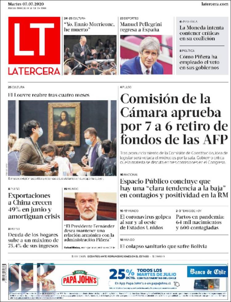 Portada de La Tercera (Chile)